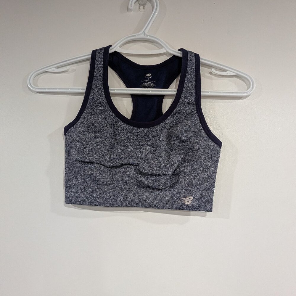 New Balance Space Dye Sports Bra White Navy Blue Size Small
